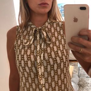 Michael Kors Chain Link Sleeveless Tie Front Top